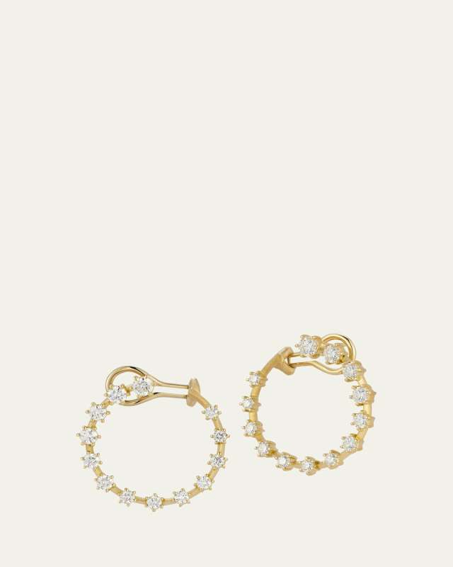 18K Yellow Gold Graduated Crescent Hoop Earrings
